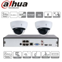 Dahua kit 2 caméras IP dômes POE - 5 Mpx évolutif à 4 caméras Dahua kit 2 caméras IP dômes POE - 5 Mpx évolutif à 4 caméras
