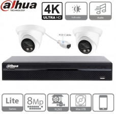 Dahua kit IP 4K avec 2 caméras dômes IP PoE Dahua kit IP 4K avec 2 caméras dômes IP PoE