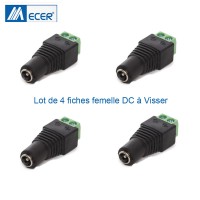 Connecteur d'alimentation femelle pour caméra analogique lot de 4  Connecteur d'alimentation femelle pour caméra analogique lot de 4